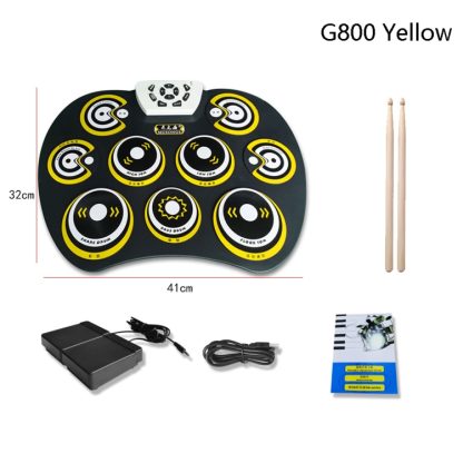 Silicone Folding Portable Hand-Rolled Drum DTX Game Strike Board(G800 Yellow) - Image 2