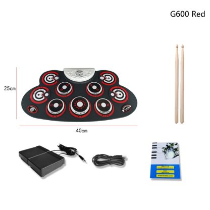 Children Hand Roll Electronic Drum DTX Game Portable Drum(G600 Red) - Image 2