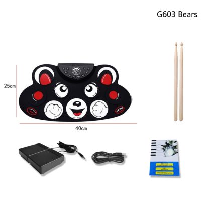 Children Hand Roll Electronic Drum DTX Game Portable Drum(G603 Bears) - Image 2