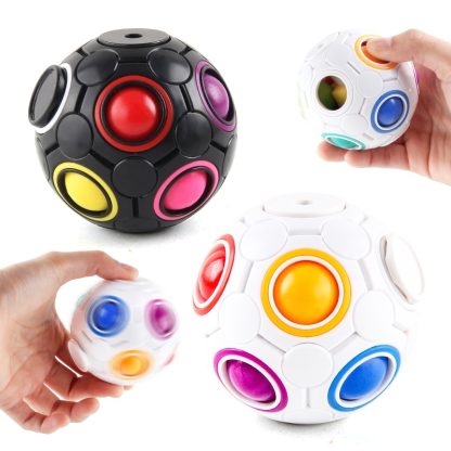 2 PCS Gyro Rainbow Ball Fingertip Decompression 10-Hole Rubik Cube Toys(White) - Image 2