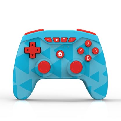 Wireless 6-Axis Gamepad Bluetooth Dual Vibration Controller For Switch Pro, Product color: Blue Camouflage + Red Button