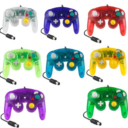 5 PCS Single Point Vibrating Controller Wired Game Controller For Nintendo NGC(Transparent Blue) - Image 2