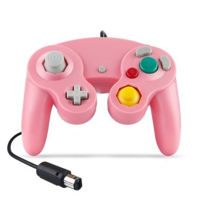 2 PCS Single Point Vibrating Controller Wired Game Controller For Nintendo NGC / Wii, Product color: Pink