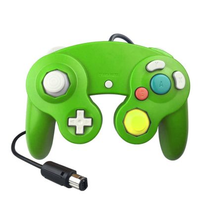 2 PCS Single Point Vibrating Controller Wired Game Controller For Nintendo NGC / Wii, Product color: Green