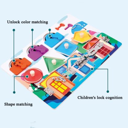 Children Montessori Busy Board Puzzle Unlocking Toy Early Education Toy, Style: Animal - Image 3