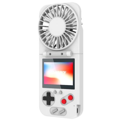 K18 2 in 1 Pocket Game Console + Folding Fan USB Mini Color Screen Game Console(White)