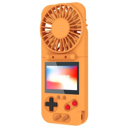 K18 2 in 1 Pocket Game Console + Folding Fan USB Mini Color Screen Game Console(Yellow)