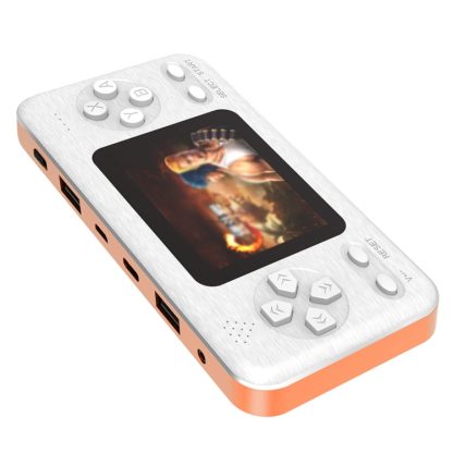 D520 2.8 inch Screen Handheld Game Console Retro 2 in 1 Power Bank, Support AV output(White Orange)