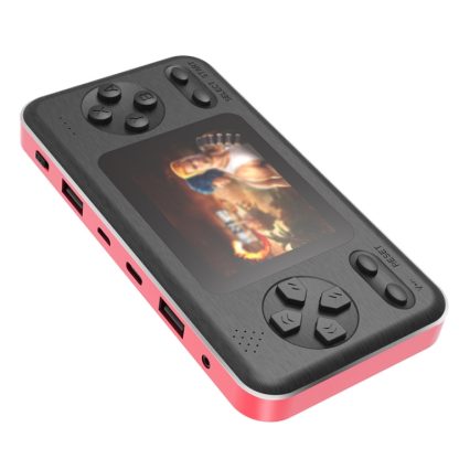 D520 2.8 inch Screen Handheld Game Console Retro 2 in 1 Power Bank, Support AV output(Black Red)