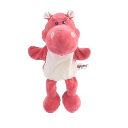 Toddler Cartoon Animal Plush Hand Puppet Toy Parent-Child Storytelling Props, Height: 30cm(Pink Hippo)