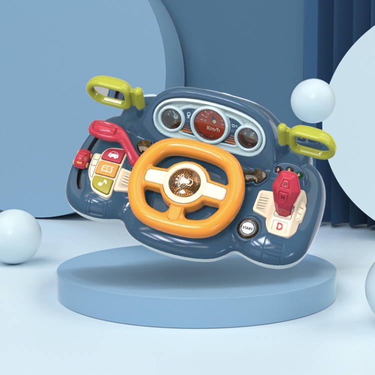 Children Simulation Driving Intelligent Steering Wheel Early Education Toy, Colour: Blue-Charging Powered