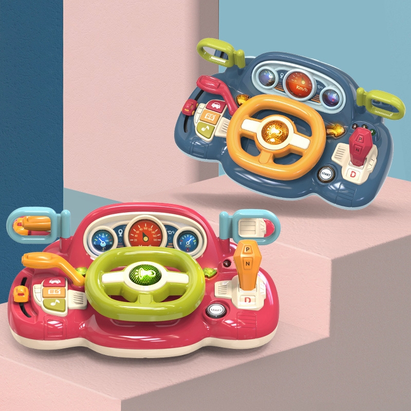 Children Simulation Driving Intelligent Steering Wheel Early Education Toy, Colour: Blue-Charging Powered - Image 2