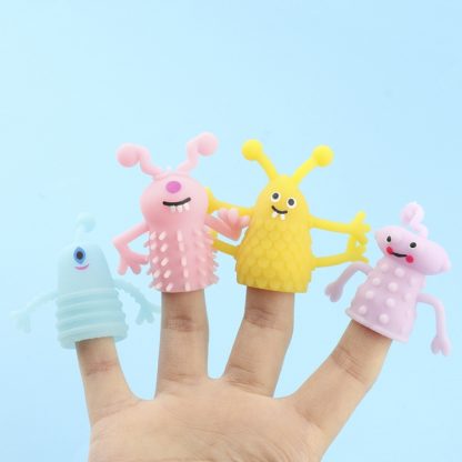 24 PCS TPR Luminous Small Monster Finger Doll Soft Rubber Mini Finger Cover Toys, Random Color And Style Delivery