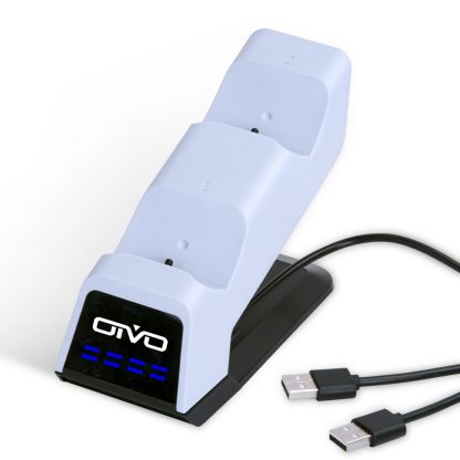 OIVO Wireless Gamepad Two-Seater Fast Charging Base Contact Charger For PS5(White) - Image 2