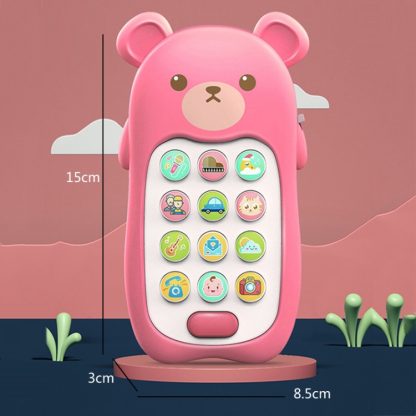 2 PCS Baby Early Education Chinese-English Bilingual Multifunctional Telephone Toy, Colour: Pink Bear - Image 3