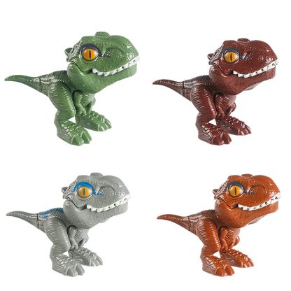 4 PCS Children Fun Doll Bite Finger Dinosaur Small Toys Simulation Tyrannosaurus Toys, Colour: Gray-OPP Bag - Image 2