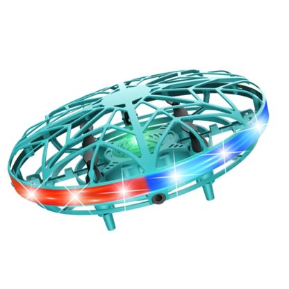 UFO Five Induction Smart Aircraft Toys Colorful Luminous Somatosensory With Flip Small Four-Axis Toys, Colour: Cyan