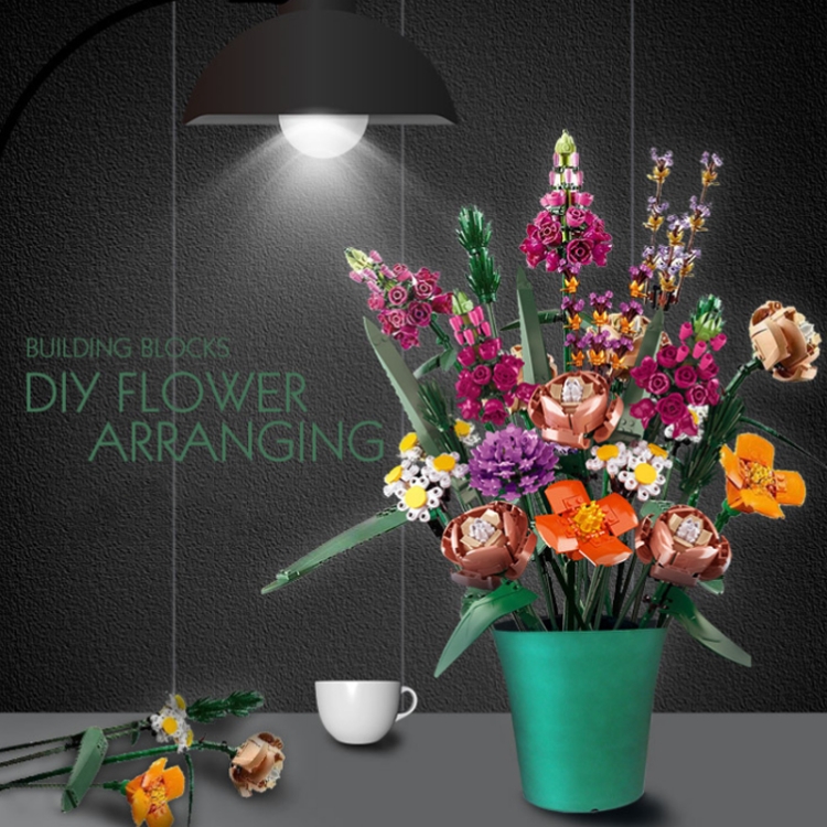 Building Blocks Flowers Valentine Day Gifts Adult Decompression DIY Bouquet Small Particle Building Blocks, Style: Flowe - Image 2