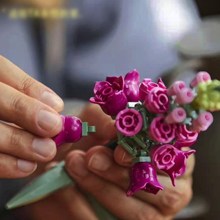 Building Blocks Flowers Valentine Day Gifts Adult Decompression DIY Bouquet Small Particle Building Blocks, Style: Flowe - Image 3