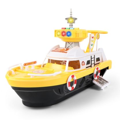 Children Education Boat Toy Storage Parking Lot Ship with Light and Sound Function, Style: Engineering - 3 Cars+1 Aircra - Image 2