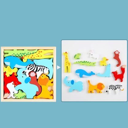 2 PCS Cartoon Three-Dimensional Puzzle Children Wooden Educational Early Education Grasping Board Toy(Forest) - Image 2