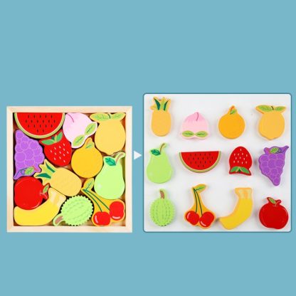 2 PCS Cartoon Three-Dimensional Puzzle Children Wooden Educational Early Education Grasping Board Toy(Fruit) - Image 2