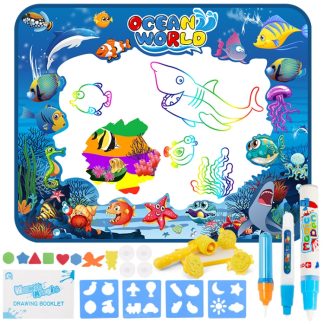 6614 Children Water Drawing Canvas Magic Graffiti Mat, Size: 100 x 80cm Blue Version