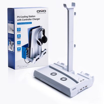 OIVO IV-P5249 Dual-Charge Cooling Base Bracket Disc Storage Rack With Earphone Bracket Suitable For PS5(White) - Image 3