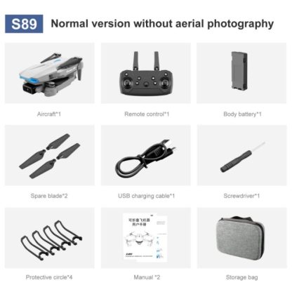 S89 4K HD Aerial Folding UAV Air Pressure Fixed Altitude Remote Control Quadcopter, Model: No Camera 1 Battery (Gray) - Image 2