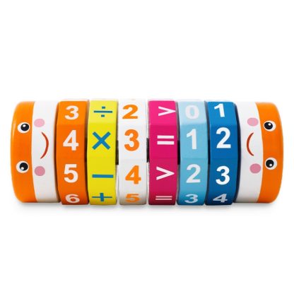 Children Number Puzzle Arithmetic Multicolor Rotating Shaft Baby Early Education Wooden Teaching Kids, Style:  Cylinder