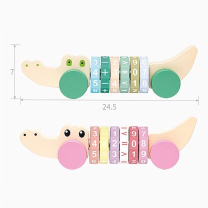 Children Number Puzzle Arithmetic Multicolor Rotating Shaft Baby Early Education Wooden Teaching Kids, Style: Crocodile - Image 2