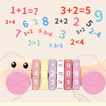 Children Number Puzzle Arithmetic Multicolor Rotating Shaft Baby Early Education Wooden Teaching Kids, Style: Crocodile - Image 3