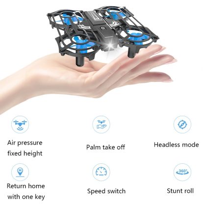 C56 Mini Drone Four-Axis Grid Remote Control Portable Handheld Aircraft Children Toy(Blue) - Image 2