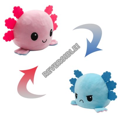 2 PCS Cute Plush Flip Toy Double-Sided Doll(Blue Pink Axolotl) - Image 2