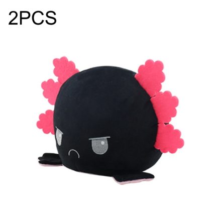 2 PCS Cute Plush Flip Toy Double-Sided Doll(Pink Black Axolotl)