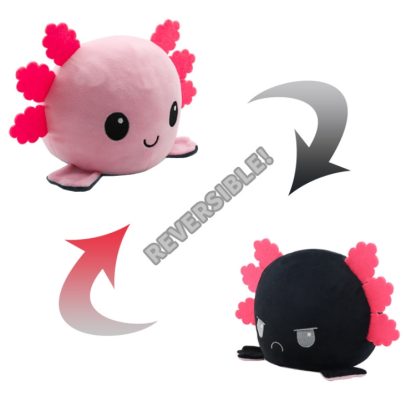 2 PCS Cute Plush Flip Toy Double-Sided Doll(Pink Black Axolotl) - Image 2