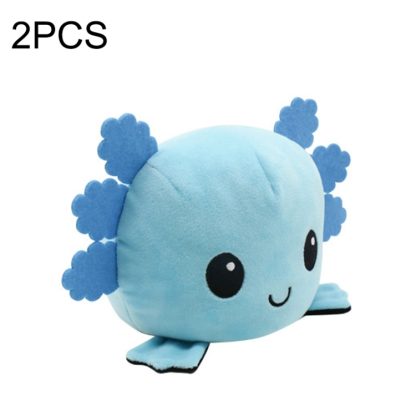 2 PCS Cute Plush Flip Toy Double-Sided Doll(Blue Black Axolotl)