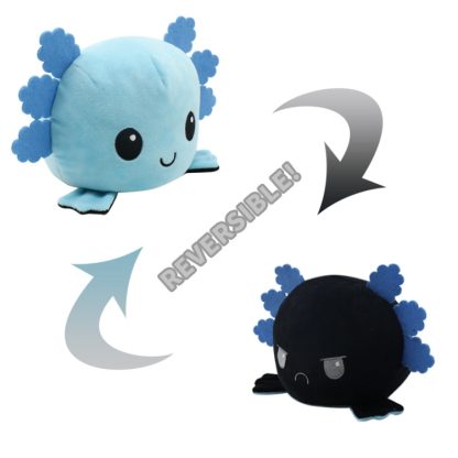 2 PCS Cute Plush Flip Toy Double-Sided Doll(Blue Black Axolotl) - Image 2