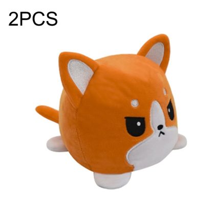 2 PCS Cute Plush Flip Toy Double-Sided Doll(Orange Autumn Dog)