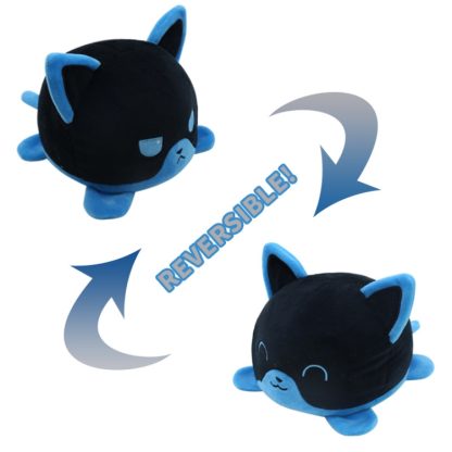 2 PCS Cute Plush Flip Toy Double-Sided Doll(Blue Black Kitten) - Image 2