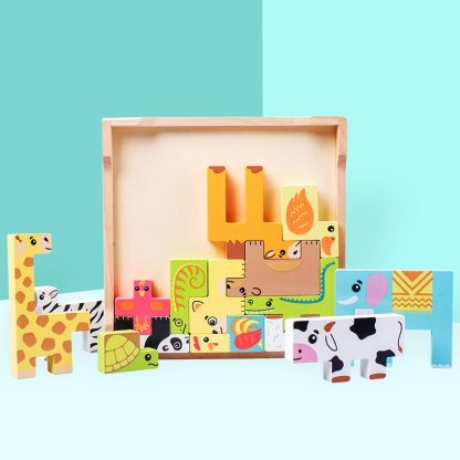 YSY-235 Children Early Education Intelligence Toys 3D Cube Blocks Cartoon Animal Puzzle - Image 2