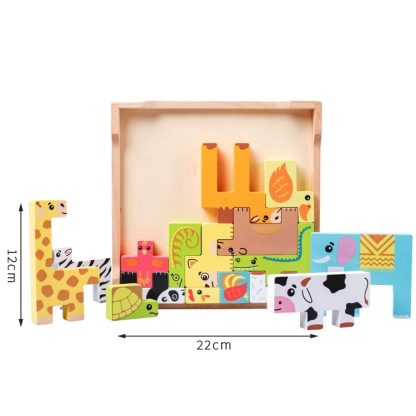 YSY-235 Children Early Education Intelligence Toys 3D Cube Blocks Cartoon Animal Puzzle - Image 3