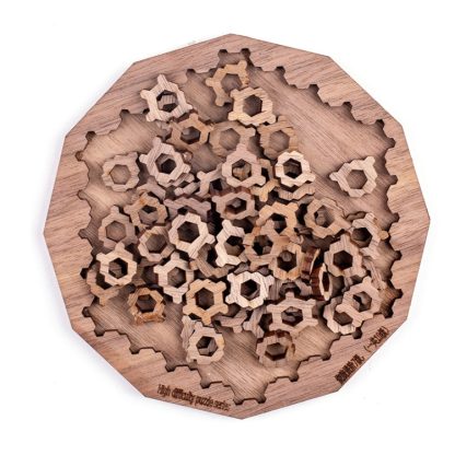 Wooden Adult High Difficulty Brain Burning Irregular Puzzle(Dark Blue)