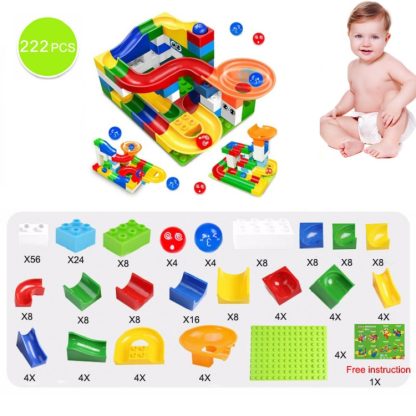 Big Size Maze Ball Track Building Blocks Plastic Funnel Slide Kits for Children Gift(222PCS) - Image 2