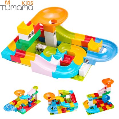 52 PCS/Set Construction Marble Race Run Maze Balls Track Building Blocks Big Size Educational Bricks - Image 2