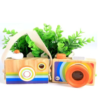 Mini Wooden Cartoon SLR Camera Kaleidoscope Children's Gift Fun Toy(Hanging Style) - Image 3