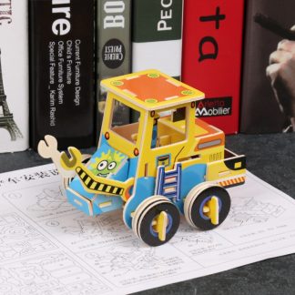 3 PCS 512 Children Wooden Assembled Car Engineering Vehicle Excavator Assembling Toy(Forklift)