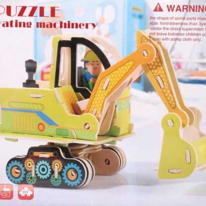 3 PCS 512 Children Wooden Assembled Car Engineering Vehicle Excavator Assembling Toy(Excavator) - Image 2