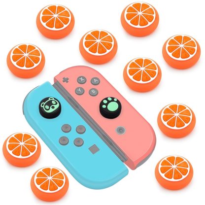 10 PCS Silicone Rocker Cap Button Cap 3D Protective Cap For Nintendo Switch/Lite Joycon(Lemon Orange)