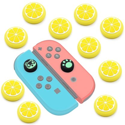 10 PCS Silicone Rocker Cap Button Cap 3D Protective Cap For Nintendo Switch/Lite Joycon(Lemon Yellow)